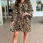 Leopard Pleated Button Up Dress