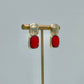 Bold Square Stone Earrings - Red