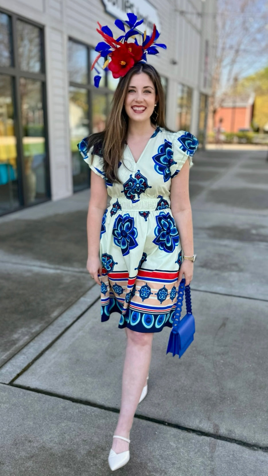 Arianna Geometric Floral Dress