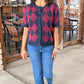 Jaslyn Diamond Cardigan - Navy & Maroon