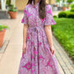 Ivy Jane Lilac Paisley Ruffle Collar Tie Waist Midi Dress