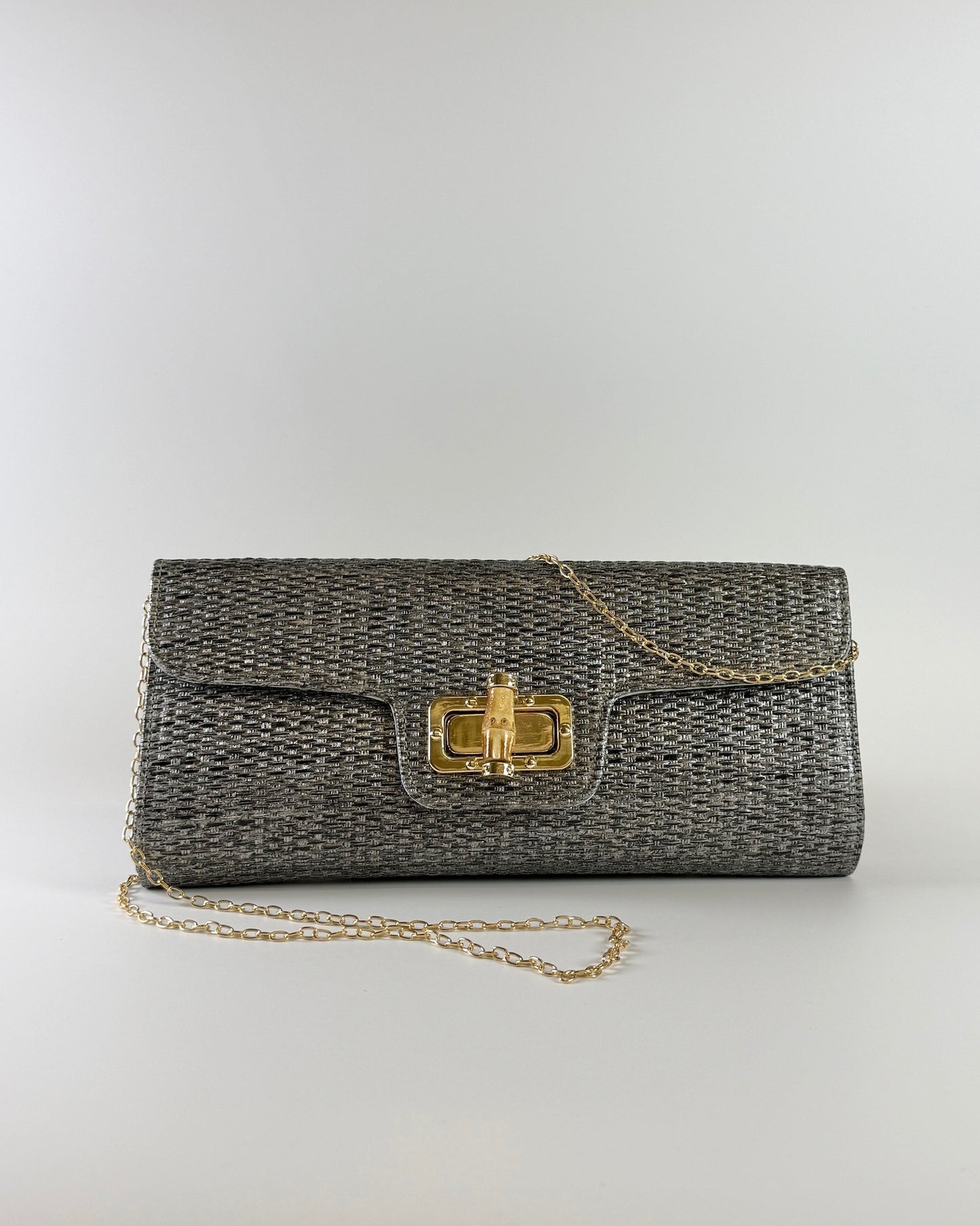 Bamboo Clutch Bag - Pewter