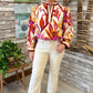 Molly Floral Mix Top - Brick