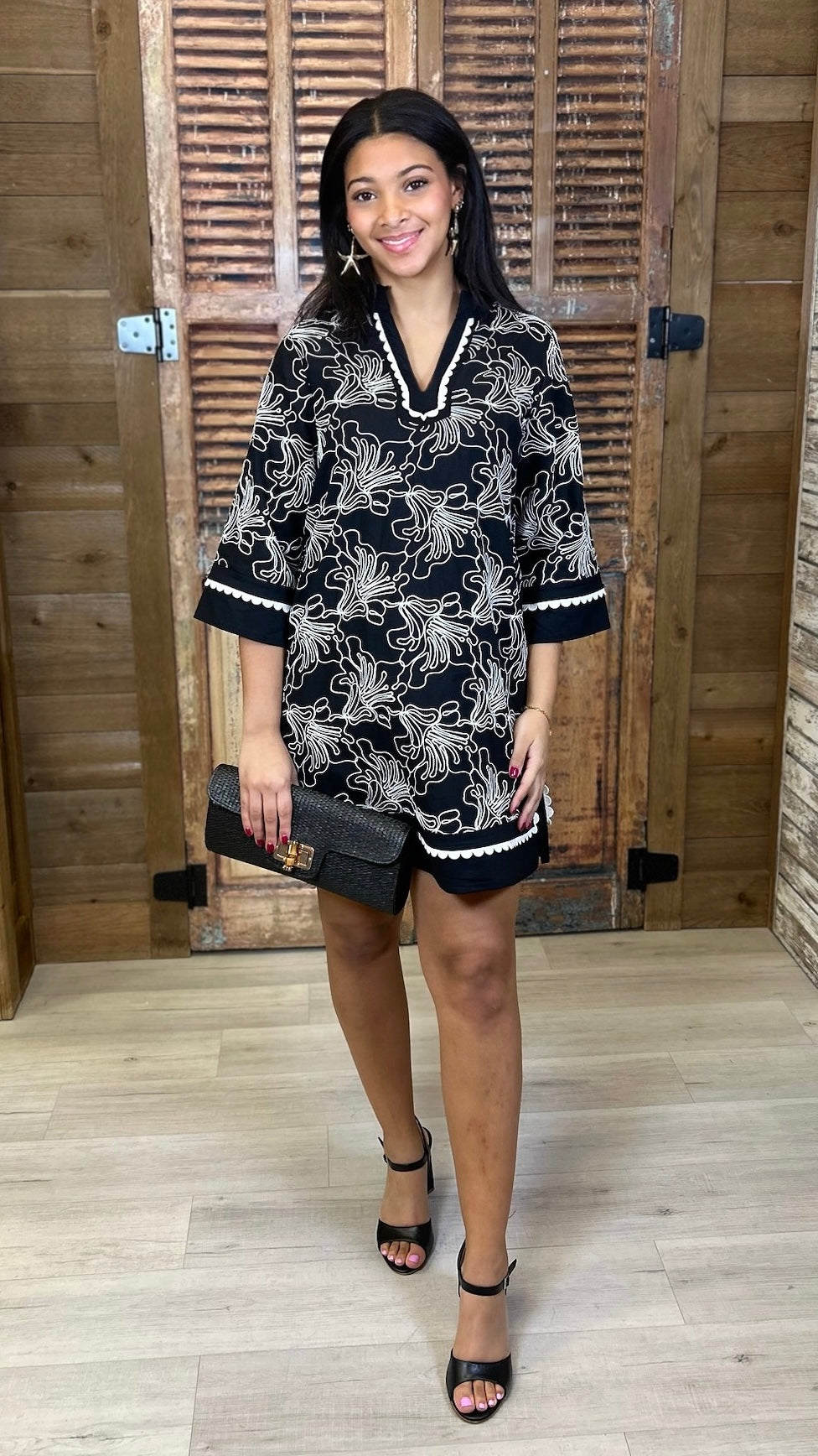 Veronica Embroidered Dress - Black