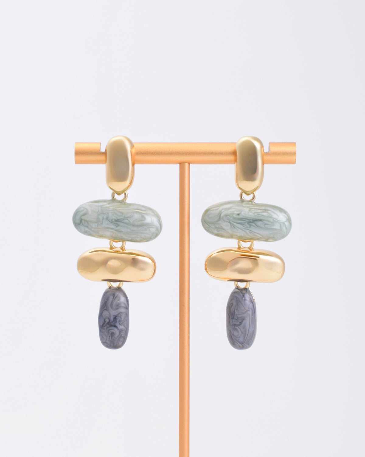 Sage Geometric Drop Earrings