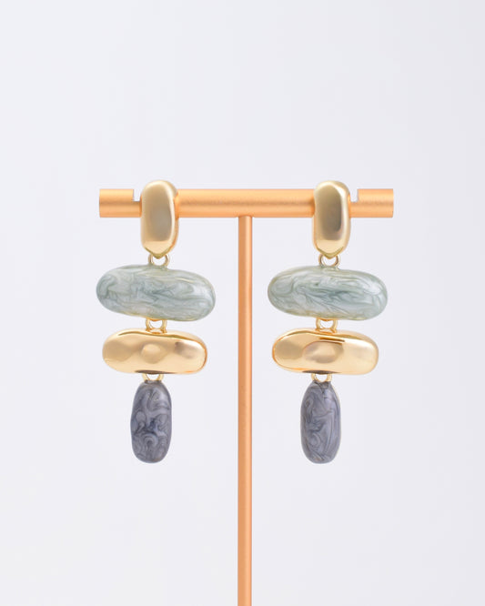 Sage Geometric Drop Earrings