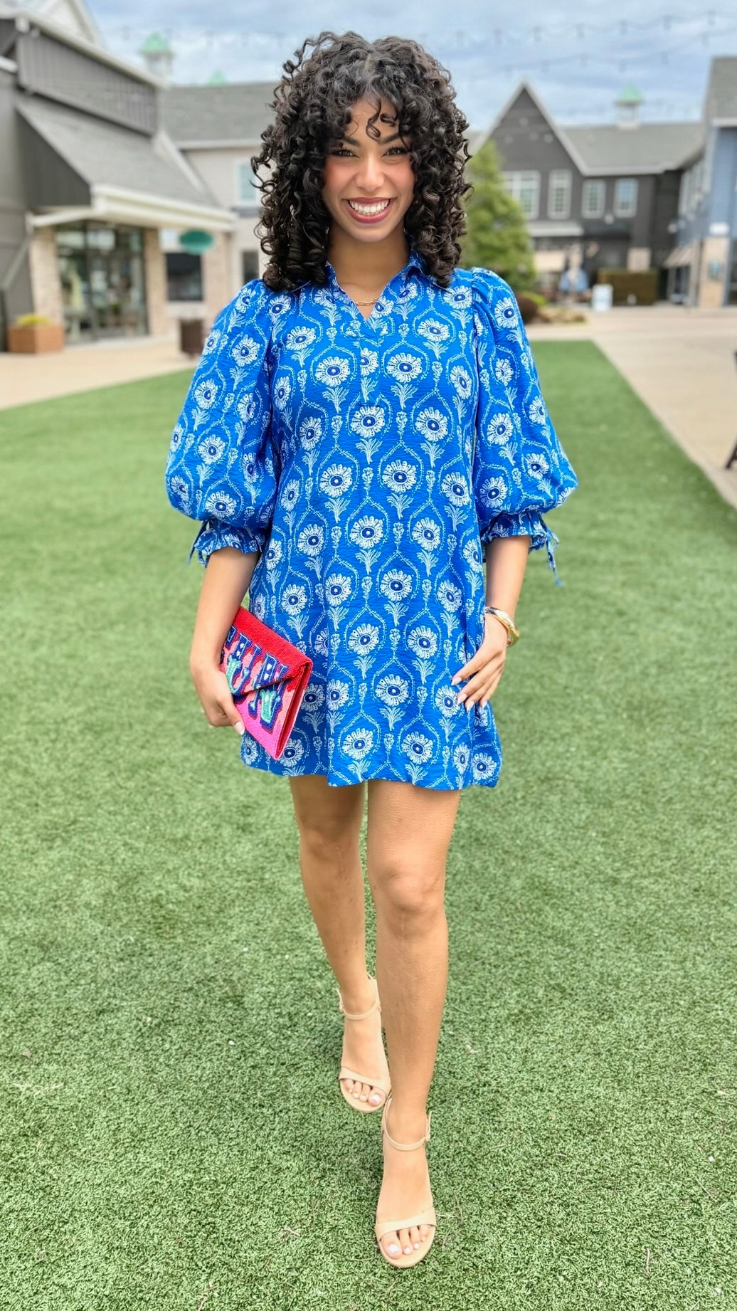 Emmy Floral Dress - Cobalt