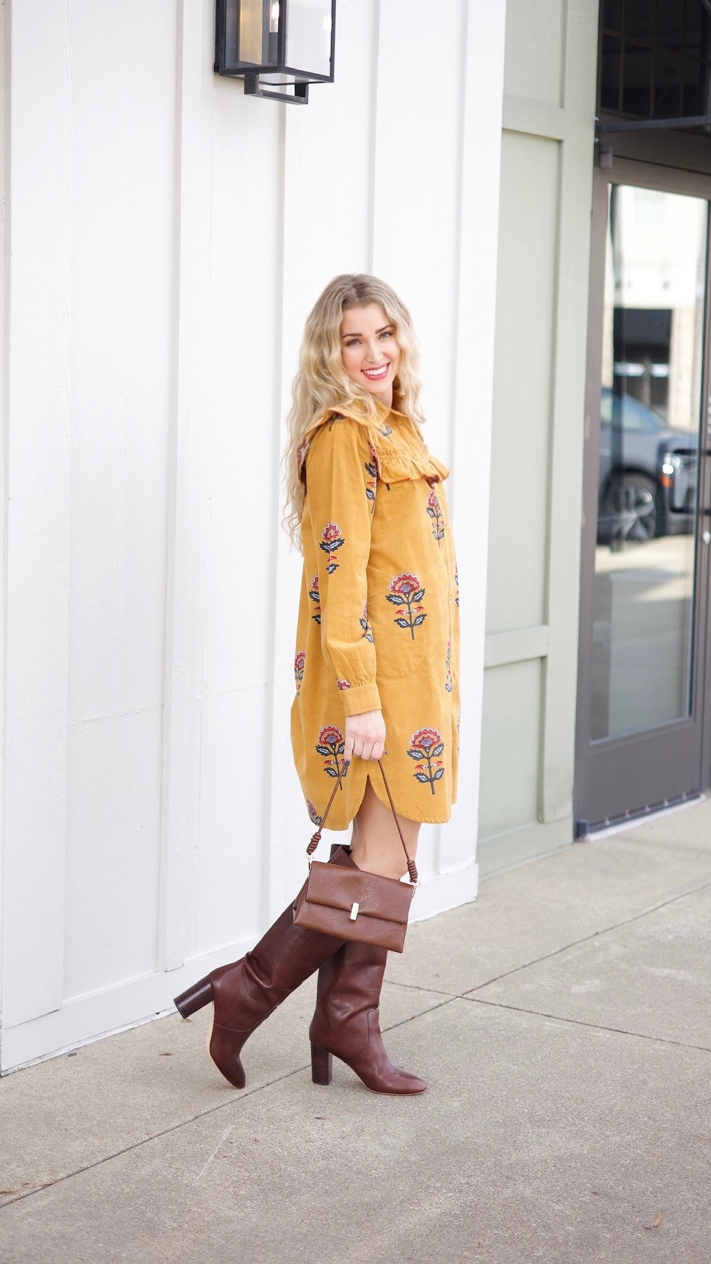 Ivy Jane Ruffled Yoka Shirt Dress - Gold