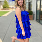 Time To Shine Satin Ruffle Dress - Blue