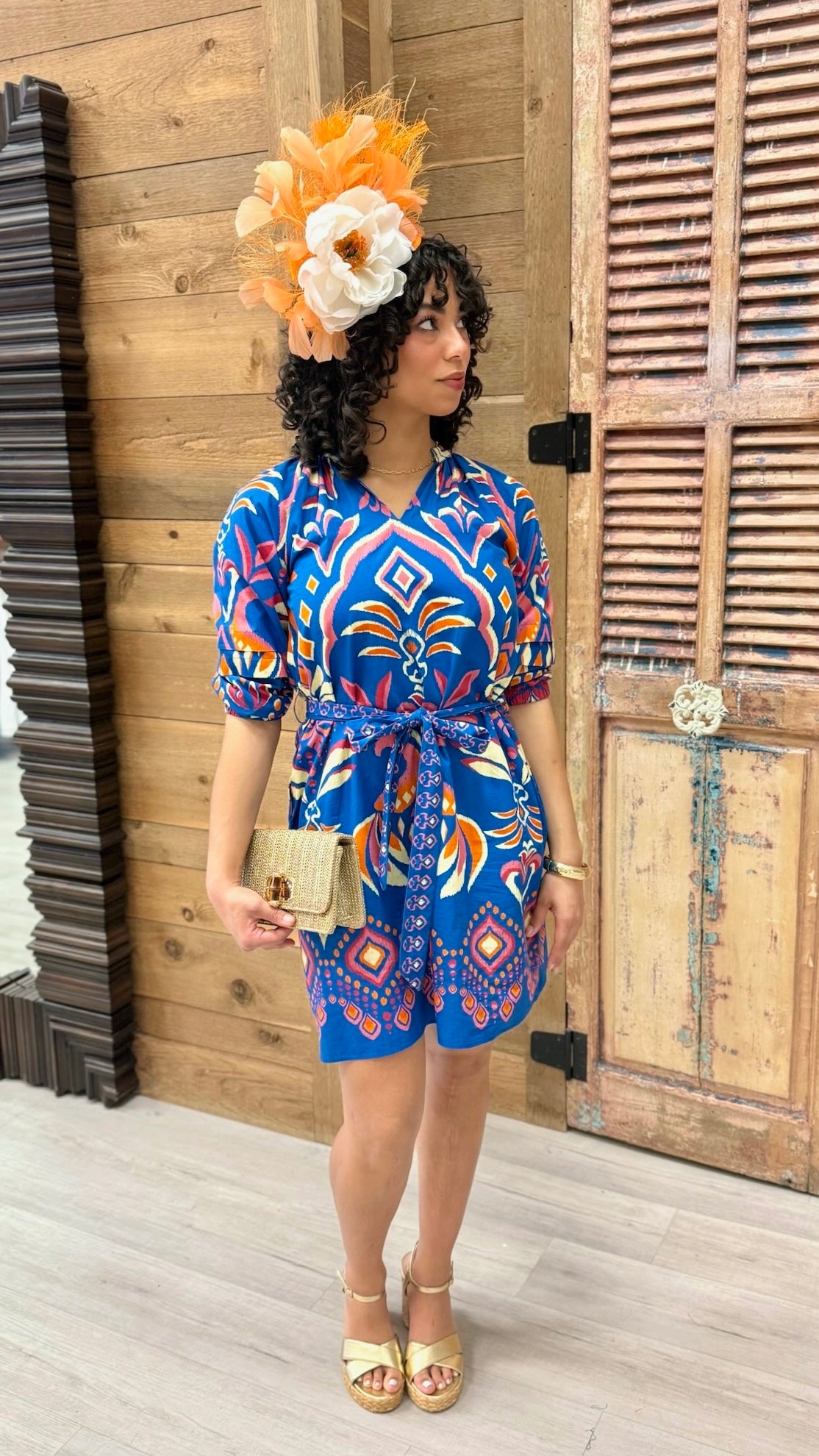 Gia Cobalt Ikat Dress