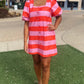 Tatum Stripe Dress - Pink & Tangerine