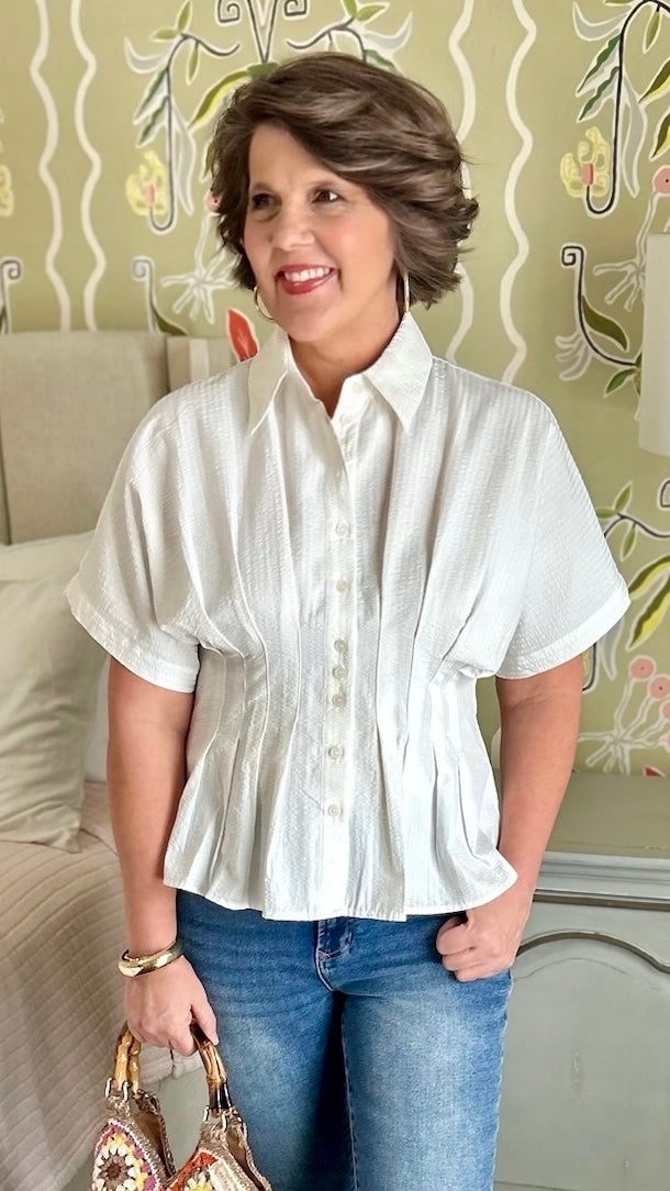 Becca Searsucker Top - White