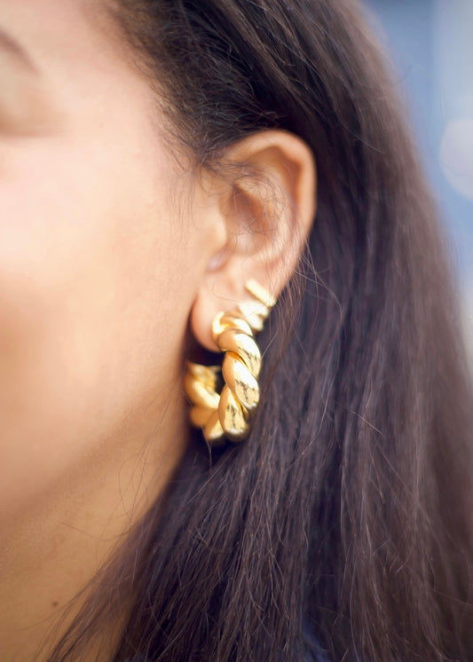 Coiled Gold Hoop Earrings