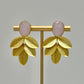Gold Leaf & Lt Pink Crystal Earrings