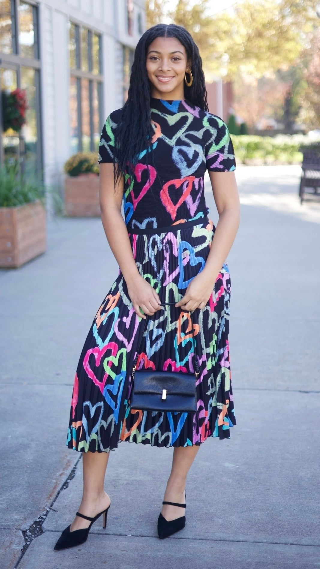 Ava Hearts 3D Honeycomb Top - Black Mix