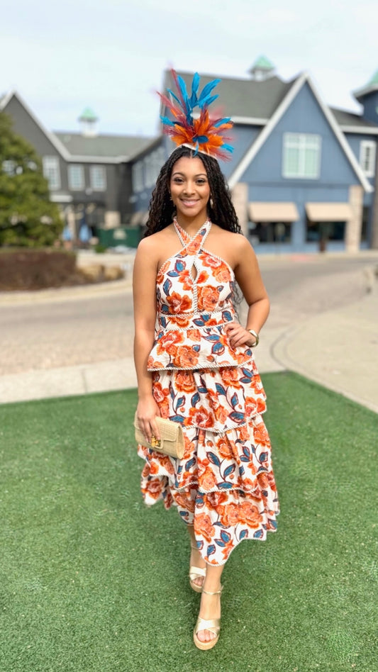 Maeve Floral Halter Dress - Amber