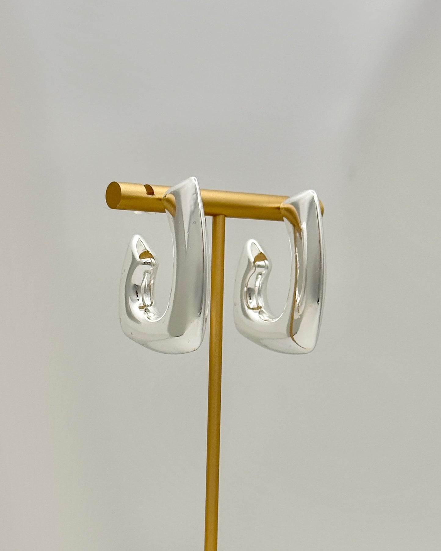 Silver Square Hoop Earrings