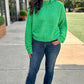 Popcorn Knit Tunic Sweater - Green