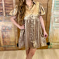 Gold Shimmer Bubble Sleeve Dress