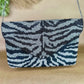 Zebra Stripe Beaded Clutch / Crossbody Purse