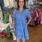 Patti Puff Sleeve Floral Dress - Blue