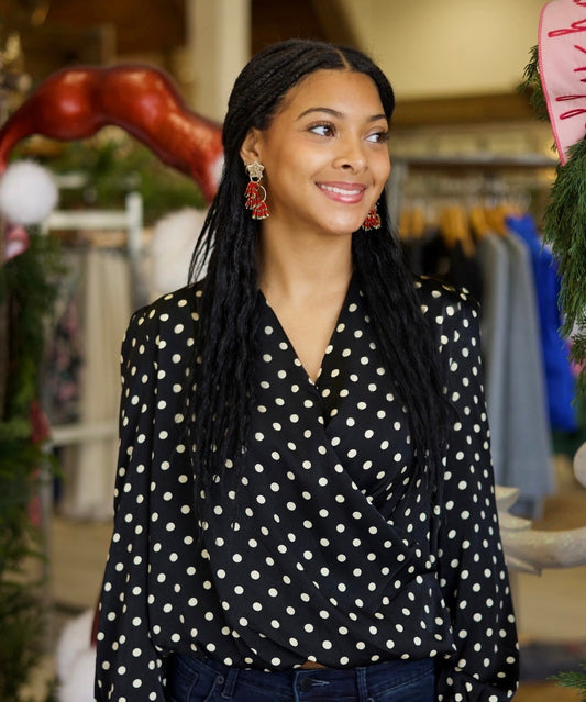 Red Tree Tassel Earrings
