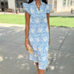 Kenzie Floral Embroidered Dress - Blue