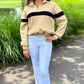 Piper Stripe Quarter Zip Sweatshirt - Taupe & Black