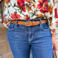 Camel Skinny Leather Belt