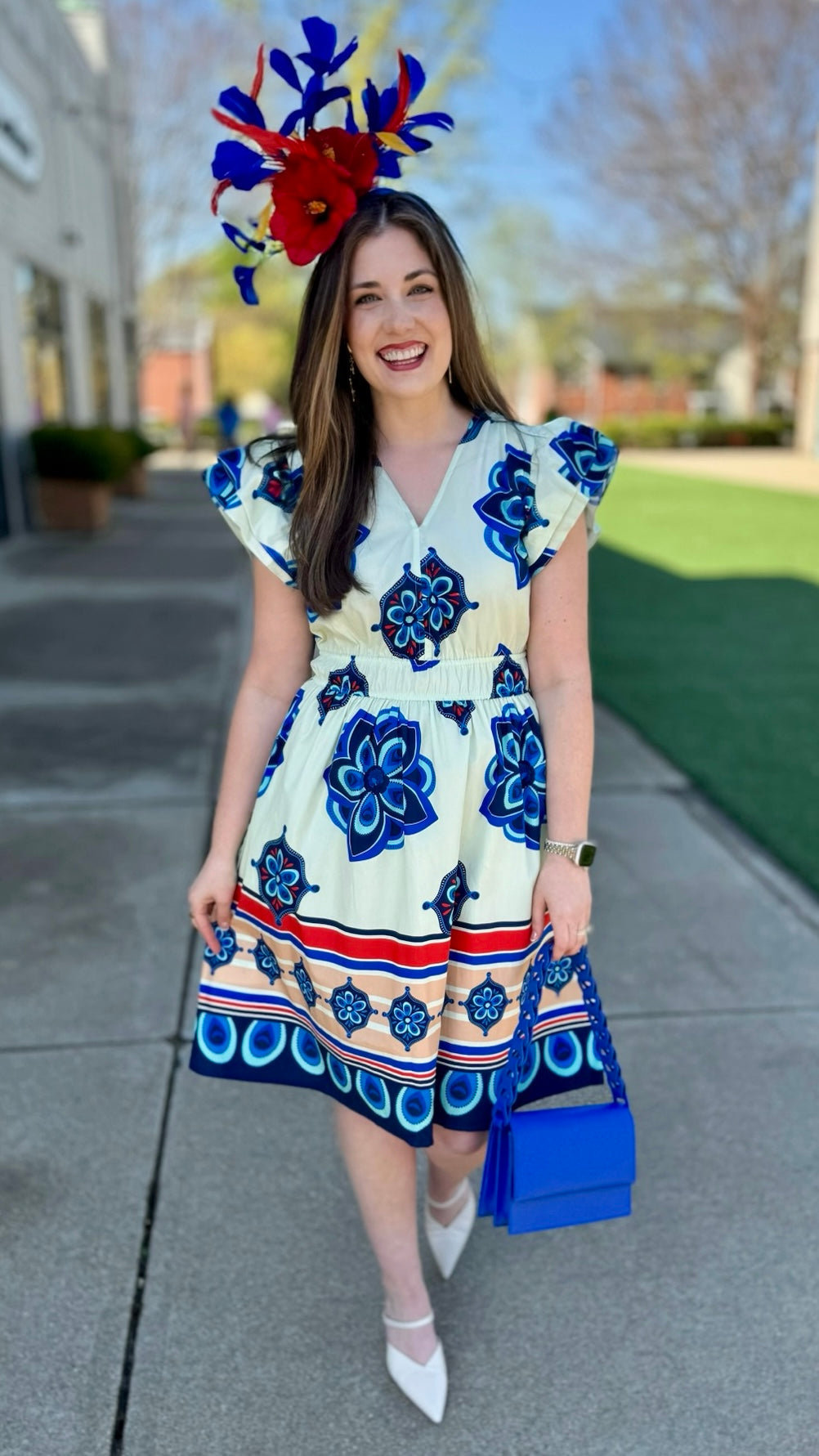 Arianna Geometric Floral Dress