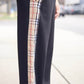 Sydney Black & Plaid Trim Pant
