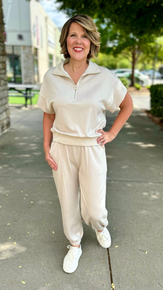 Ecru Zip Love Leisure Top
