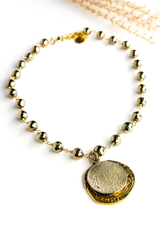 Bronze Beaded Pendant Necklace