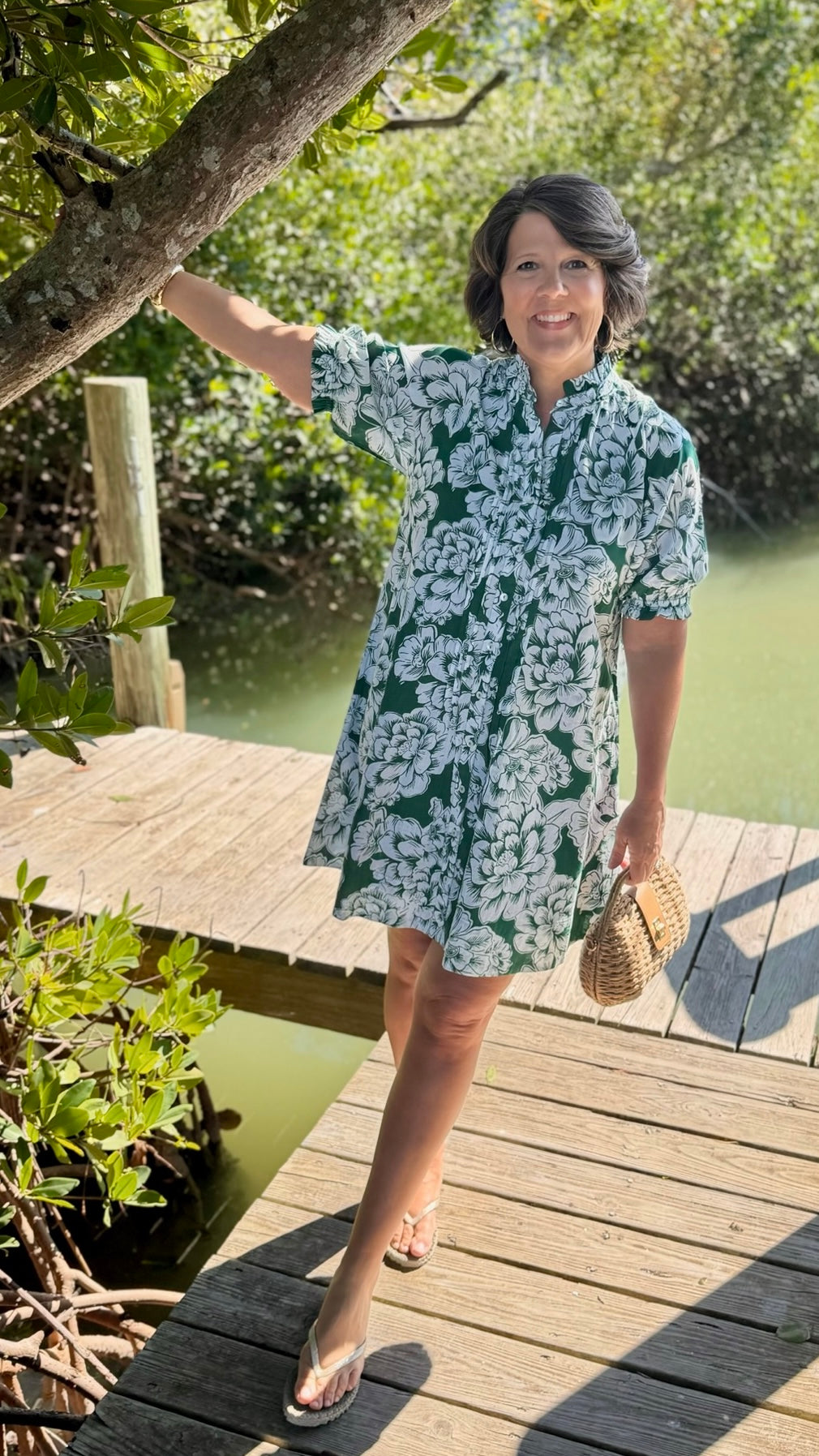 Uncle Frank Pintucked Dress - Green