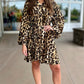 Leopard Pleated Button Up Dress