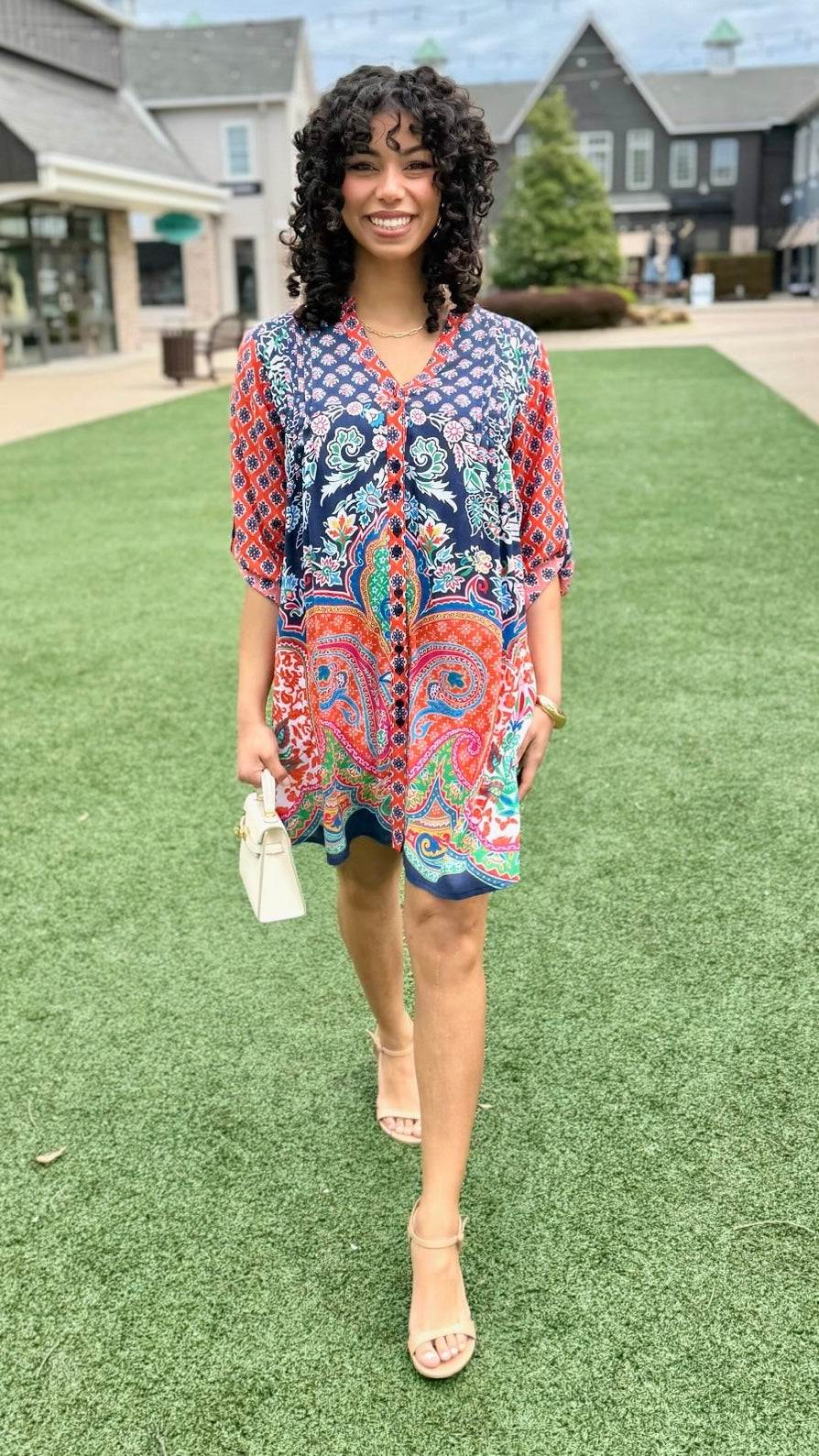 Sarai Button Dress - Navy