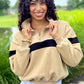 Piper Stripe Quarter Zip Sweatshirt - Taupe & Black