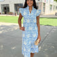 Kenzie Floral Embroidered Dress - Blue