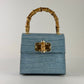 German Fuentes Bamboo Leather Bag - Sky Blue