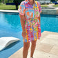 Tropical Floral Tie Shirt Dress - Multi