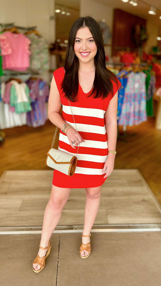 Red Stripe Summer Sweater Dress
