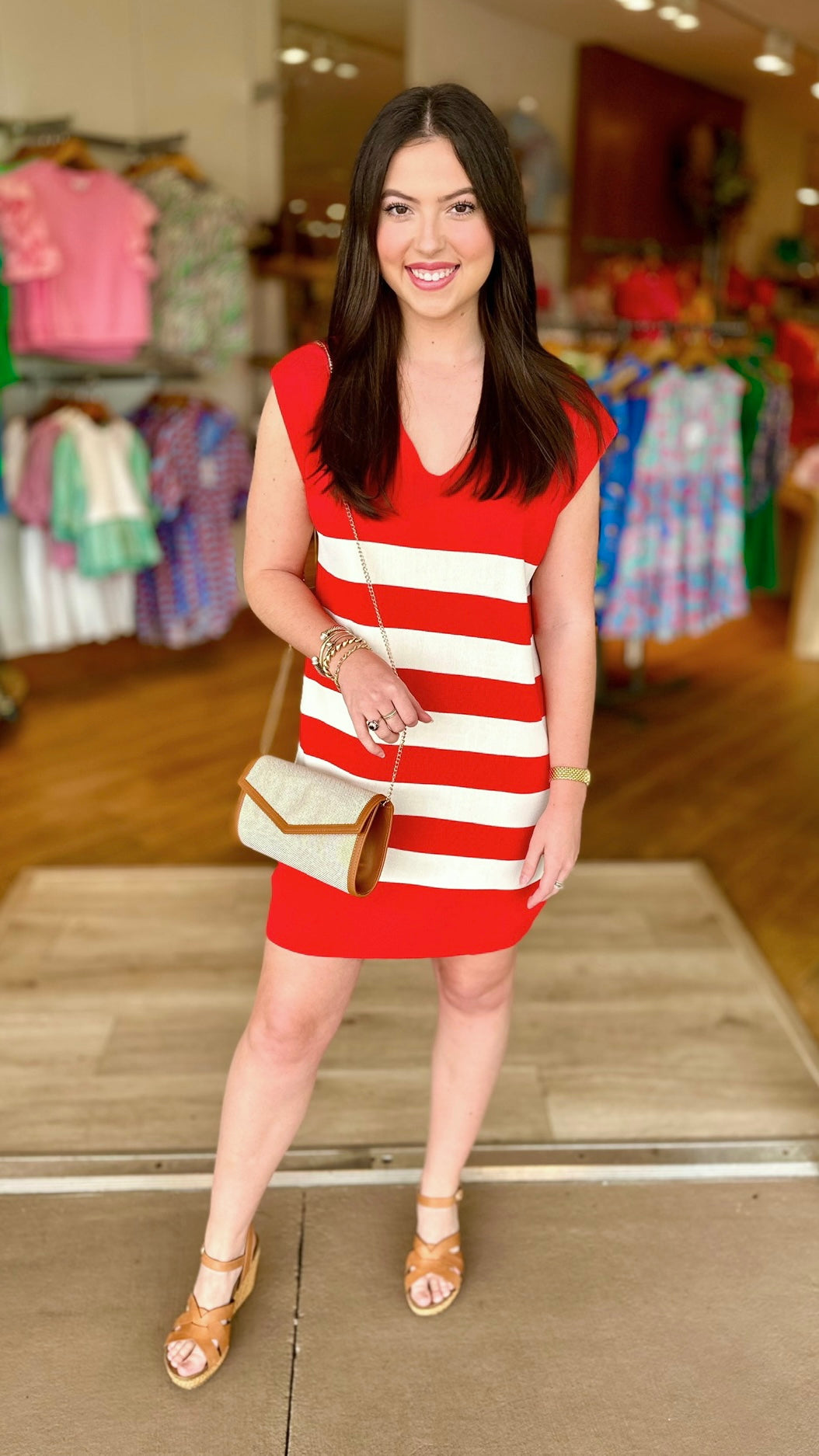 Red Stripe Summer Sweater Dres