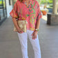 Just Bellina Peach Floral Sparkle Top