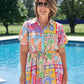 Tropical Floral Tie Shirt Dress - Multi