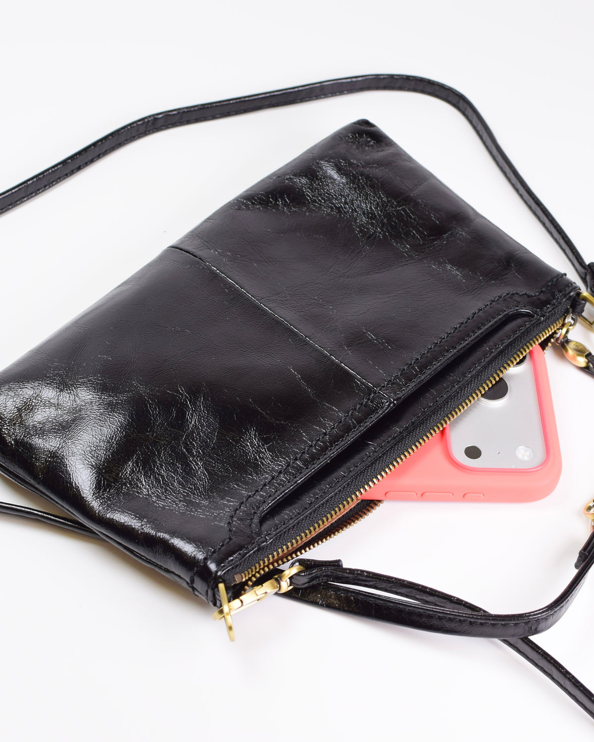 HOBO Polished Leather Darcy Crossbody - Black