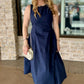 Daniella Linen Midi Dress - Navy