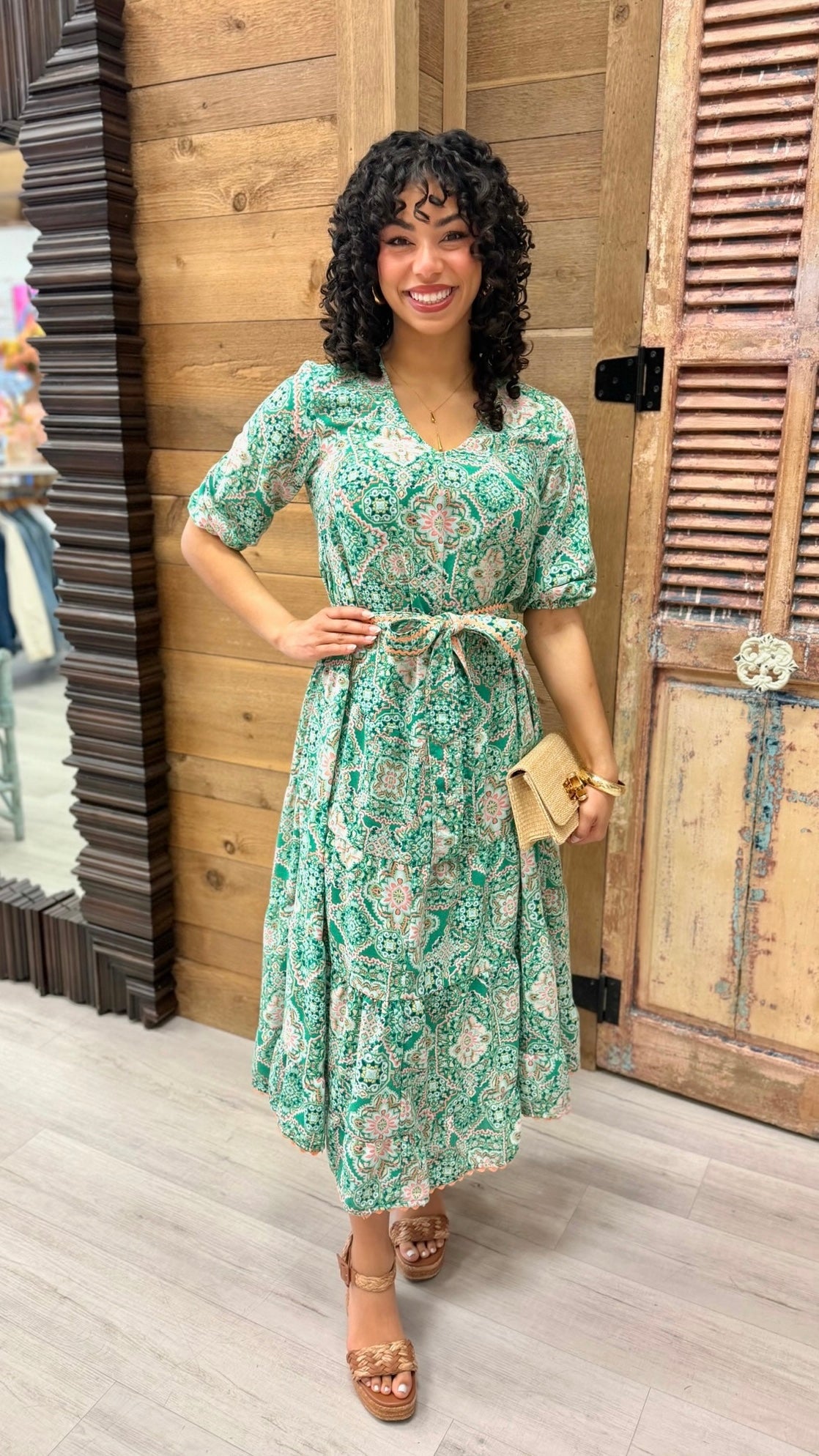 Uncle Frank Midi Tiered Dress - Green