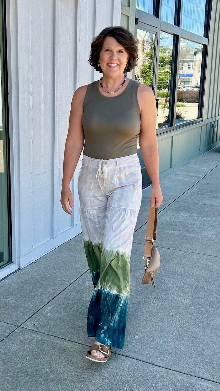 XCVI Terraced Wide Leg Pant - Khaki Blend