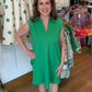 Lilian Ribbed Collared Dress - Kelly Green