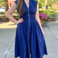 Navy Zip Midi Dress